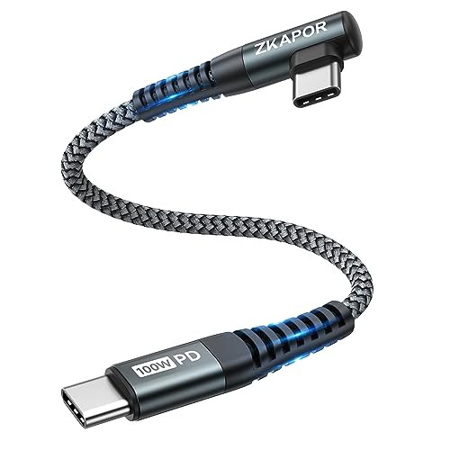 ZKAPOR USB C Kabel 30CM, 100W USB C auf USB C Kabel PD 90 Grad Schnellladekabel Typ C Ladekabel für iPhone 16 Pro Max, iPhone 15, Samsung Galaxy S24/S23, MacBook Pro/Air, Pad Pro, Huawei P60/Mate 60 von ZKAPOR