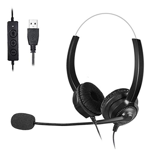 Headset — USB-Headsets mit Mikrofon, Geräuschunterdrückung, schnurgebundener Kopfhörer für PC, Breitband-PC-Kopfhörer für Business UC Skype Lync Softphone Call Center Bürocomputer Klarere Stimme von ZKCREATION