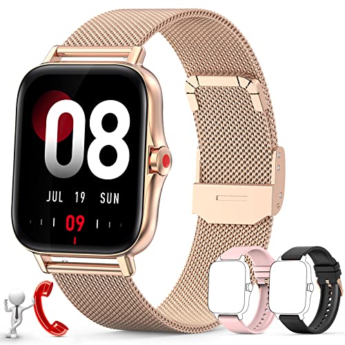 ZKCREATION Smartwatch Damen Fitnessuhr Herren mit Telefonfunktion Pulsuhr Blutdruckmessung Schrittzähler Schlaf Tracker IP67 wasserdichte Armbanduhr Damen mit Bluetooth-Anrufe für Android iOS von ZKCREATION