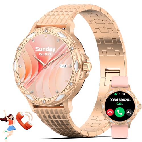 ZKCREATION Smartwatch Damen mit Telefonfunktion - 1.2" HD Smart Watch mit Schrittzähler,Fitnessuhr Damen mit Schlafmonitor und Pulsuhr,Armbanduhr Damen mit 120+ Sportmodi für IOS Android von ZKCREATION