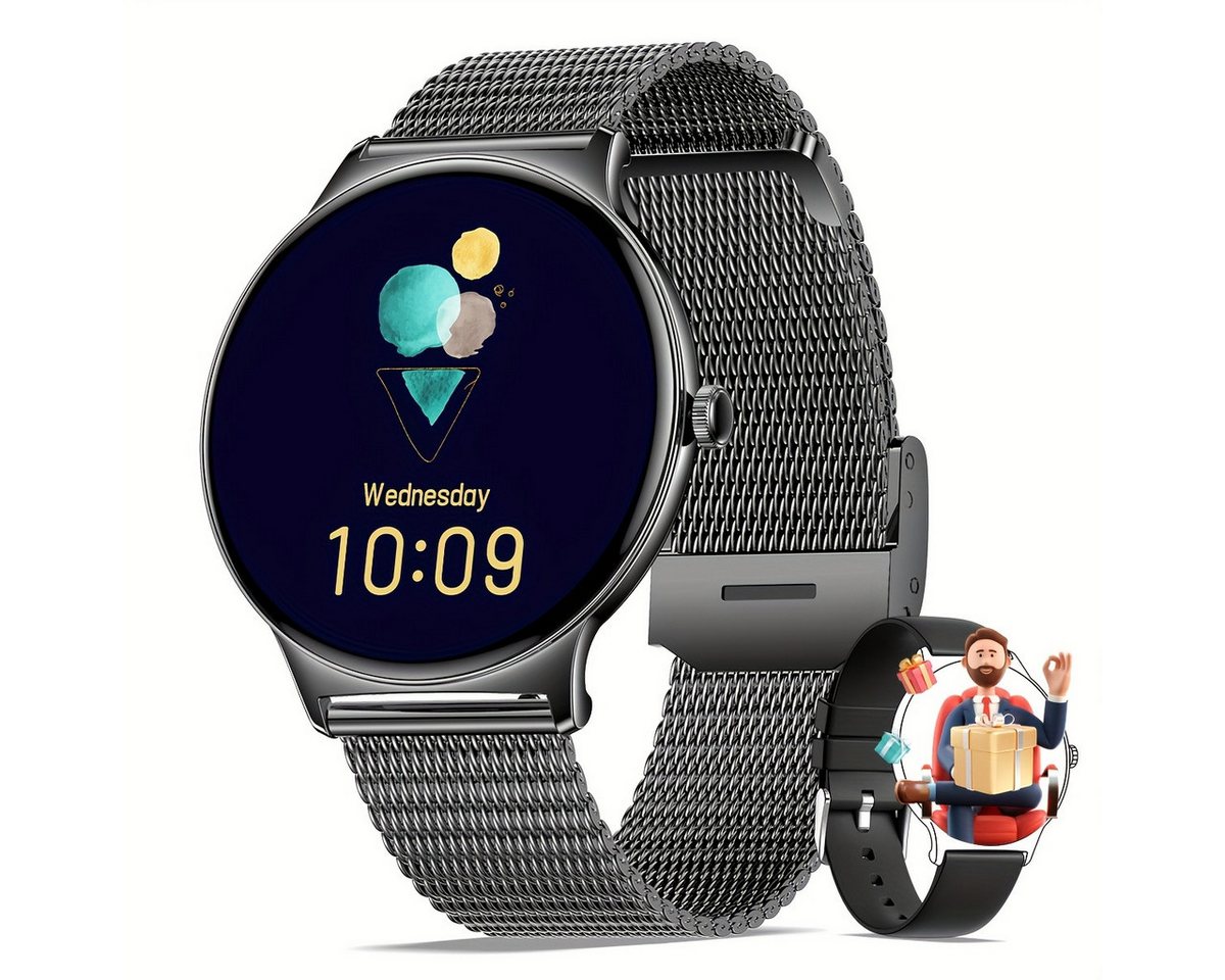 ZKCREATION für Frauen, Premium-Gefühl, Elegante, Smartwatch (1.18 cm, Andriod iOS), Mit Anrufe Musiksteuerung Mehrere Sportmod Nachrichtenbenachrichtigung von ZKCREATION