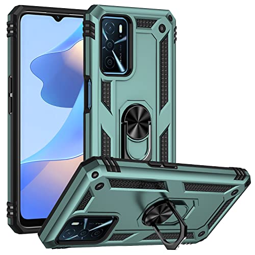ZKGCG Kompatibel mit Oppo A16/A16S/A54/A55-5G Smartphone Hülle[Grün] Militär-Stoßfeste Handyhülle Ständer Schutzhülle Bumper Protection Case+HD Displayschutzfolie Oppo A16-2021 von ZKGCG
