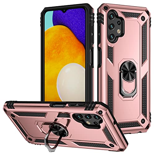 ZKGCG Kompatibel mit Samsung Galaxy A13 Smartphone Hülle[Roségold] Militär-Stoßfeste Handyhülle Ständer Schutzhülle Bumper Protection Case+HD Displayschutzfolie für Galaxy A13-2022 von ZKGCG