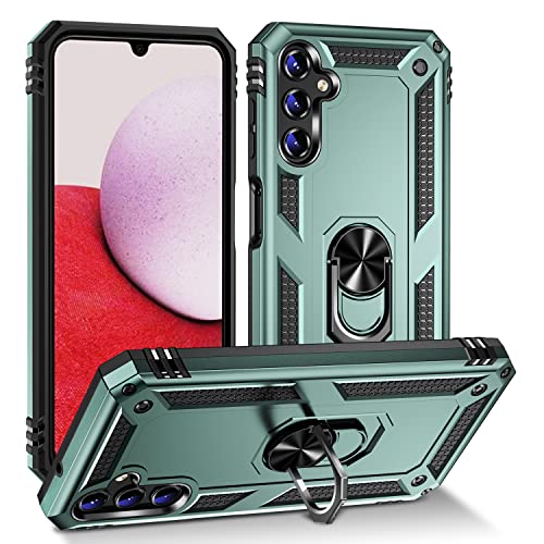 ZKGCG Kompatibel mit Samsung Galaxy A15-5G Smartphone Hülle[Grün] Militär-Stoßfeste Handyhülle Ständer Schutzhülle Bumper Protection Case+HD Displayschutzfolie für Galaxy A15-5G-2023 von ZKGCG