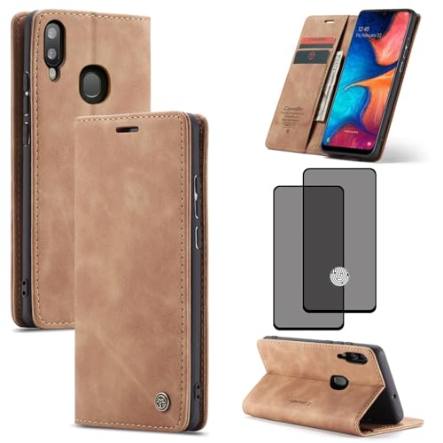 ZKGCG Kompatibel mit Samsung Galaxy A20/A30/M10S Handyhülle[Braun] Leder Schutzhülle Wallet Klapphülle RFID Kartenfach Hülle Stoßfeste Bumper Ständer Phone Case Cover+HD Displayschutzfolie-2019 von ZKGCG