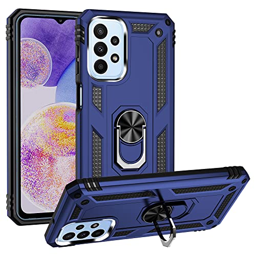ZKGCG Kompatibel mit Samsung Galaxy A23 Smartphone Hülle[Blau] Militär-Stoßfeste Handyhülle Ständer Schutzhülle Bumper Protection Case+HD Displayschutzfolie für Galaxy A23-2022 von ZKGCG