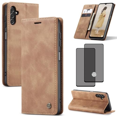 ZKGCG Kompatibel mit Samsung Galaxy A26-5G Handyhülle[Braun] Leder Schutzhülle Wallet Klapphülle RFID Kartenfach Hülle Stoßfeste Bumper Ständer Phone Case Cover+HD Displayschutzfolie-2024 von ZKGCG