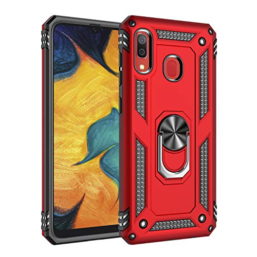 ZKGCG Kompatibel mit Samsung Galaxy A30/A20 Smartphone Hülle[Rot] Militär-Stoßfeste Handyhülle Ständer Schutzhülle Bumper Protection Case+HD Displayschutzfolie für Galaxy A30-2019 von ZKGCG