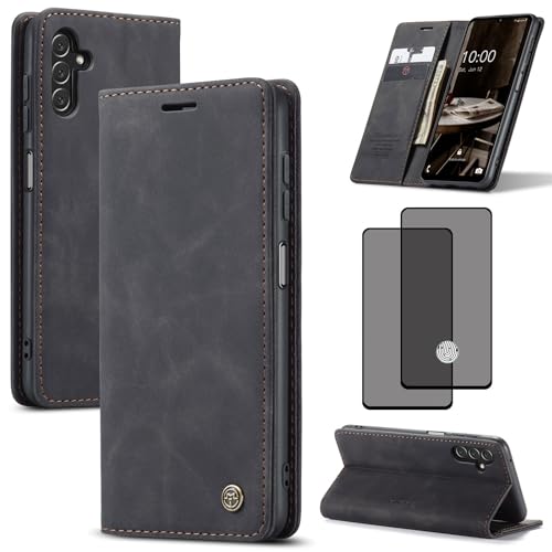 ZKGCG Kompatibel mit Samsung Galaxy A36-5G Handyhülle[Schwarz] Leder Schutzhülle Wallet Klapphülle RFID Kartenfach Hülle Stoßfeste Bumper Ständer Phone Case Cover+HD Displayschutzfolie-2024 von ZKGCG