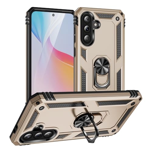 ZKGCG Kompatibel mit Samsung Galaxy A36-5G Smartphone Hülle[Gold] Militär-Stoßfeste Handyhülle Ständer Schutzhülle Bumper Protection Case+HD Displayschutzfolie für Galaxy A36-5G-2025 von ZKGCG