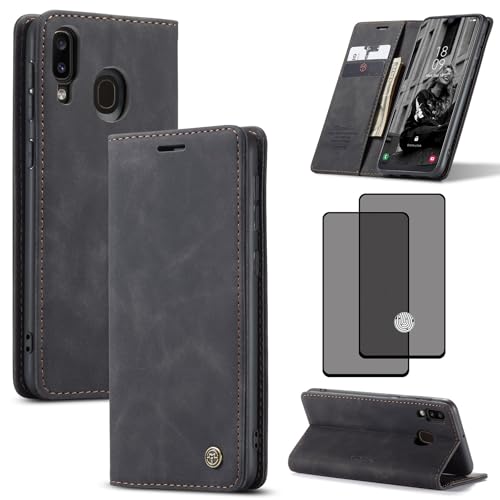 ZKGCG Kompatibel mit Samsung Galaxy A40 Handyhülle[Schwarz] Leder Schutzhülle Wallet Klapphülle RFID Kartenfach Hülle Stoßfeste Bumper Ständer Phone Case Cover+HD Displayschutzfolie-2019 von ZKGCG