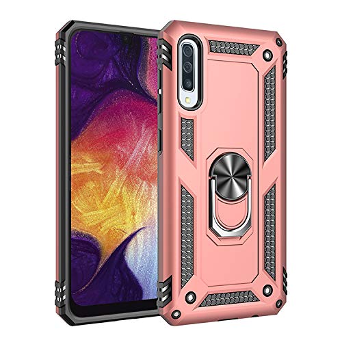 ZKGCG Kompatibel mit Samsung Galaxy A50/A30S/A50S Smartphone Hülle[Roségold] Militär-Stoßfeste Handyhülle Ständer Schutzhülle Bumper Protection Case+HD Displayschutzfolie für Galaxy A50-2019 von ZKGCG