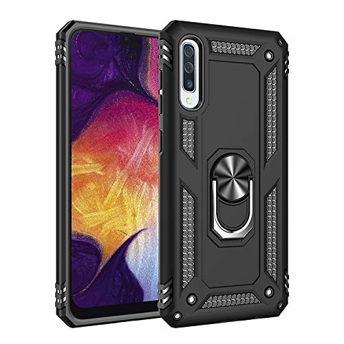 ZKGCG Kompatibel mit Samsung Galaxy A50/A30S/A50S Smartphone Hülle[Schwarz] Militär-Stoßfeste Handyhülle Ständer Schutzhülle Bumper Protection Case+HD Displayschutzfolie für Galaxy A50-2019 von ZKGCG