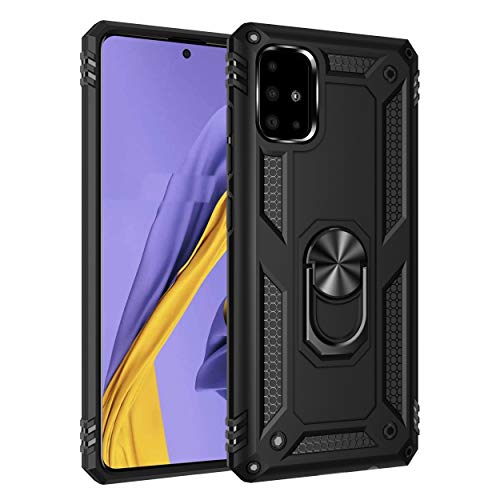 ZKGCG Kompatibel mit Samsung Galaxy A51/M40S Smartphone Hülle[Schwarz] Militär-Stoßfeste Handyhülle Ständer Schutzhülle Bumper Protection Case+HD Displayschutzfolie für Galaxy A51-2020 von ZKGCG