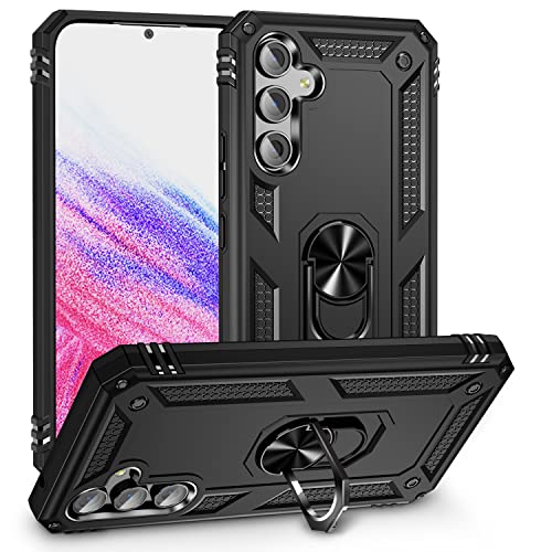 ZKGCG Kompatibel mit Samsung Galaxy A54-5G Smartphone Hülle[Schwarz] Militär-Stoßfeste Handyhülle Ständer Schutzhülle Bumper Protection Case+HD Displayschutzfolie für Galaxy A54-5G-2022 von ZKGCG
