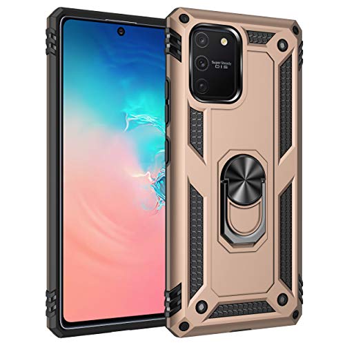 ZKGCG Kompatibel mit Samsung Galaxy A71-5G/A91/M80S/S10 Lite Hülle[Gold] Militär-Stoßfeste Handyhülle Ständer Schutzhülle Bumper Protection Case+HD Displayschutzfolie für Galaxy A71-5G-2020 von ZKGCG