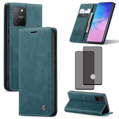ZKGCG Kompatibel mit Samsung Galaxy A91/M80S/S10 Lite Handyhülle[Blau] Leder Schutzhülle Wallet Klapphülle RFID Kartenfach Hülle Stoßfeste Bumper Ständer Phone Case Cover+HD Displayschutzfolie-2019 von ZKGCG