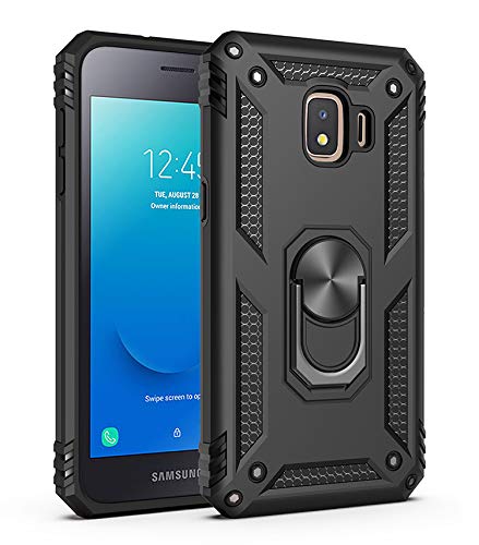 ZKGCG Kompatibel mit Samsung Galaxy J2 Core Smartphone Hülle[Schwarz] Militär-Stoßfeste Handyhülle Ständer Schutzhülle Bumper Protection Case+HD Displayschutzfolie für Galaxy J2 Core-2020 von ZKGCG