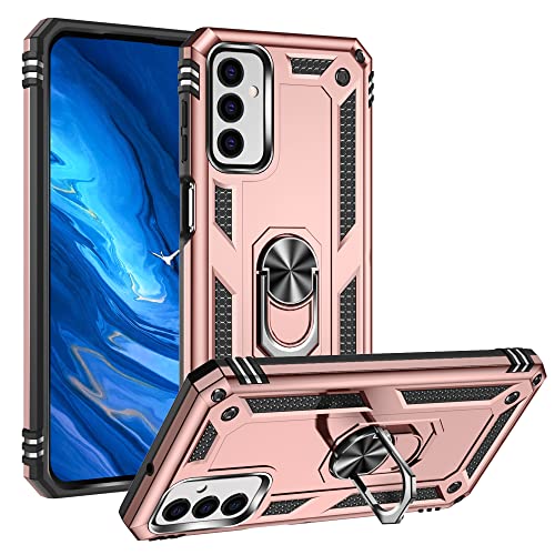 ZKGCG Kompatibel mit Samsung Galaxy M23 Smartphone Hülle[Roségold] Militär-Stoßfeste Handyhülle Ständer Schutzhülle Bumper Protection Case+HD Displayschutzfolie für Galaxy M23-2022 von ZKGCG