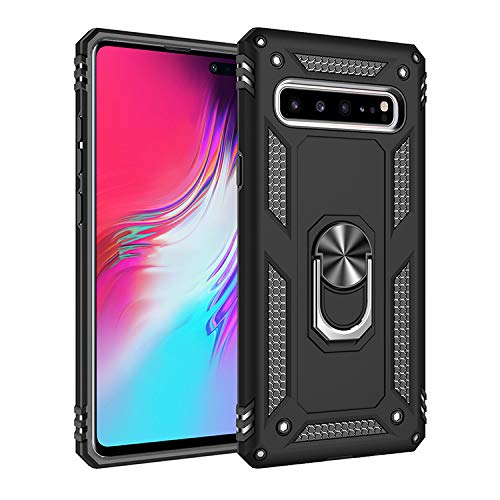 ZKGCG Kompatibel mit Samsung Galaxy S10-5G Smartphone Hülle[Schwarz] Militär-Stoßfeste Handyhülle Ständer Schutzhülle Bumper Protection Case+HD Displayschutzfolie für Galaxy S10-5G-2019 von ZKGCG