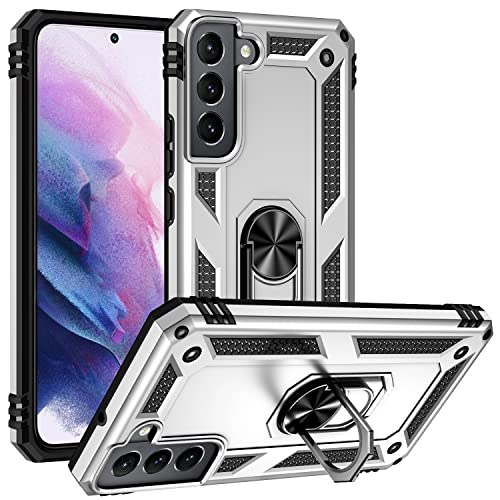ZKGCG Kompatibel mit Samsung Galaxy S21 Plus Smartphone Hülle[Silber] Militär-Stoßfeste Handyhülle Ständer Schutzhülle Bumper Protection Case+HD Displayschutzfolie für Galaxy S21 Plus-2021 von ZKGCG
