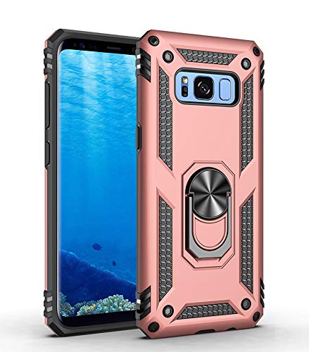 ZKGCG Kompatibel mit Samsung Galaxy S8 Smartphone Hülle[Roségold] Militär-Stoßfeste Handyhülle Ständer Schutzhülle Bumper Protection Case+HD Displayschutzfolie für Galaxy S8-2017 von ZKGCG