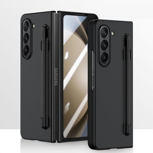 ZKGCG Kompatibel mit Samsung Galaxy Z Fold 6-5G Smartphone Hülle[Schwarz] Handyhülle S Pen Halter Schutzhülle Ultra Dünne Stoßfeste Protection Case+HD Displayschutzfolie für Galaxy Z Fold 6-2024 von ZKGCG