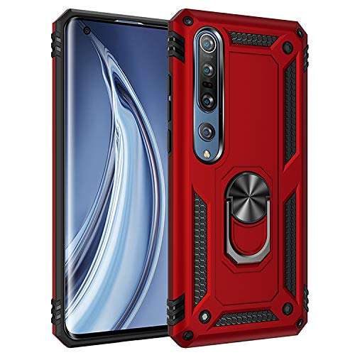 ZKGCG Kompatibel mit Xiaomi 10/10 Pro Smartphone Hülle[Rot] Militär-Stoßfeste Handyhülle Ständer Schutzhülle Bumper Protection Case+HD Displayschutzfolie Xiaomi 10-2020 von ZKGCG