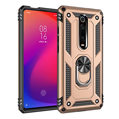 ZKGCG Kompatibel mit Xiaomi Redmi K20/K20 Pro/Xiaomi 9T/9T Pro Hülle[Gold] Militär-Stoßfeste Handyhülle Ständer Schutzhülle Bumper Protection Case+HD Displayschutzfolie für Redmi K20-2019 von ZKGCG