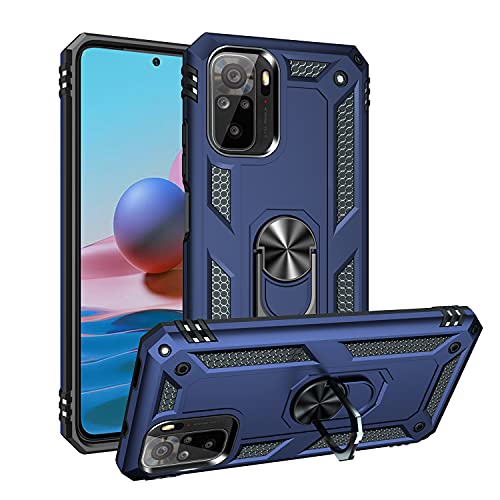 ZKGCG Kompatibel mit Xiaomi Redmi Note 10/10S Hülle[Blau] Militär-Stoßfeste Handyhülle Ständer Schutzhülle Bumper Protection Case+HD Displayschutzfolie für Redmi Note 10-2020 von ZKGCG