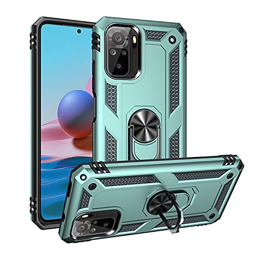 ZKGCG Kompatibel mit Xiaomi Redmi Note 10/10S Hülle[Grün] Militär-Stoßfeste Handyhülle Ständer Schutzhülle Bumper Protection Case+HD Displayschutzfolie für Redmi Note 10-2020 von ZKGCG