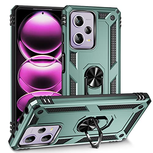 ZKGCG Kompatibel mit Xiaomi Redmi Note 12Pro Smartphone Hülle[Grün] Militär-Stoßfeste Handyhülle Ständer Schutzhülle Bumper Protection Case+HD Displayschutzfolie für Redmi Note 12Pro-2022 von ZKGCG