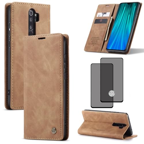 ZKGCG Kompatibel mit Xiaomi Redmi Note 8Pro Handyhülle[Braun] Leder Schutzhülle Wallet Klapphülle RFID Kartenfach Hülle Stoßfeste Bumper Ständer Phone Case Cover+HD Displayschutzfolie-2019 von ZKGCG