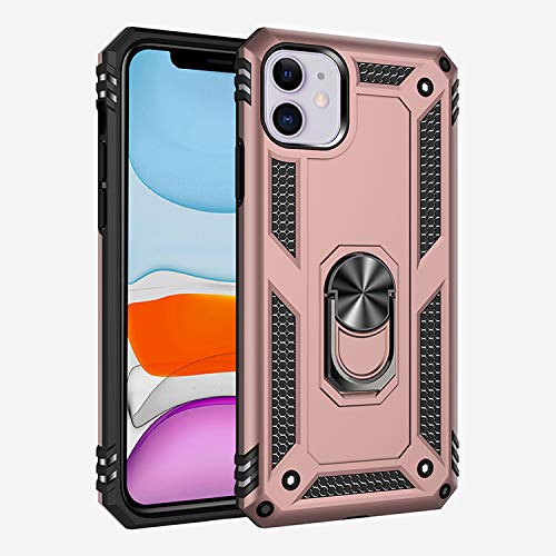 ZKGCG Kompatibel mit iPhone 11 Smartphone Hülle[Roségold] Militär-Stoßfeste Handyhülle Ständer Schutzhülle Bumper Protection Case+HD Displayschutzfolie iPhone 11-2019 von ZKGCG