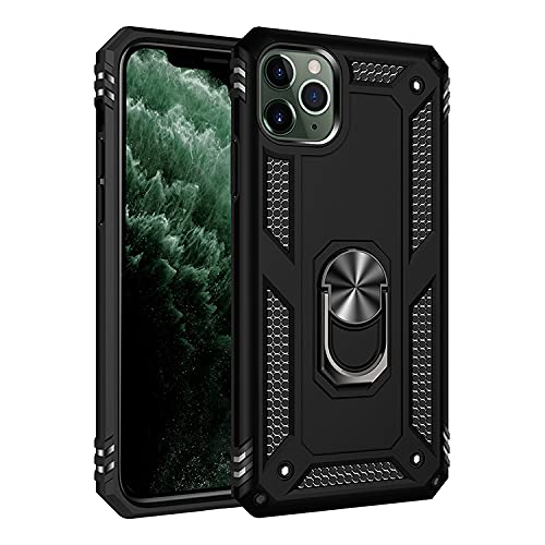 ZKGCG Kompatibel mit iPhone 11Pro Max Smartphone Hülle[Schwarz] Militär-Stoßfeste Handyhülle Ständer Schutzhülle Bumper Protection Case+HD Displayschutzfolie iPhone 11Pro Max-2019 von ZKGCG