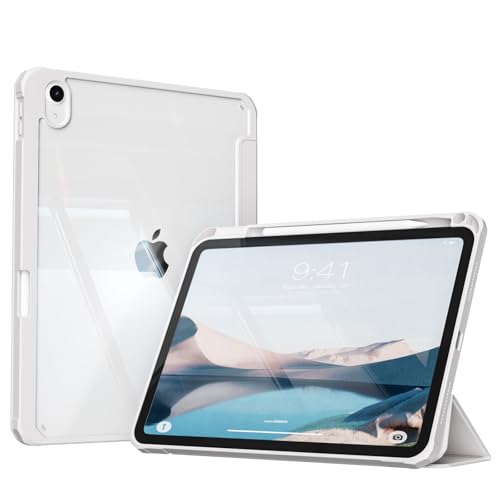 ZKTUYU Hülle für iPad 10. Generation 2022 10,9 Zoll/iPad 11 (A16) 2025 Schutzhülle mit Stifthalter mit Stifthalter, Stoßfeste Smart Case Cover mit transparenter Rückseitenschale Schutzhülle, Grau von ZKTUYU