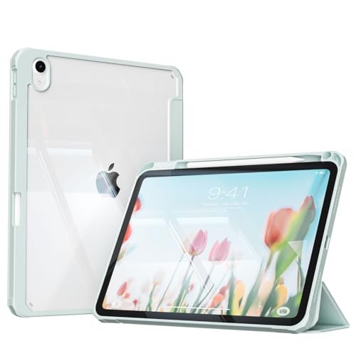 ZKTUYU Hülle für iPad 10. Generation 2022 10,9 Zoll/iPad 11 (A16) 2025 Schutzhülle mit Stifthalter mit Stifthalter, Stoßfeste Smart Case Cover mit transparenter Rückseitenschale Schutzhülle, Grün von ZKTUYU