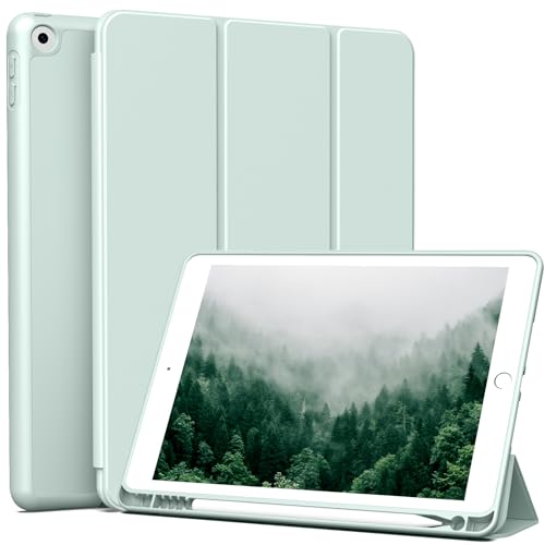 ZKTUYU Hülle für iPad 9/8/7 Generation mit Stifthalter ipad 9 Generation hülle 10.2 Zoll Modell 2021/2020 / 2019, iPad 10.2 Zoll,mit Standfunktion für iPad 9 Hülle,Grün von ZKTUYU