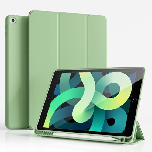 ZKTUYU Hülle für iPad 9. / 8. / 7. Generation mit Stifthalter 10.2 Zoll ipad 9 Generation hülleModell 2021/2020 / 2019, Ultradünne Schutzhülle aus TPU mit Standfunktion für iPad 10.2,Matcha Green von ZKTUYU