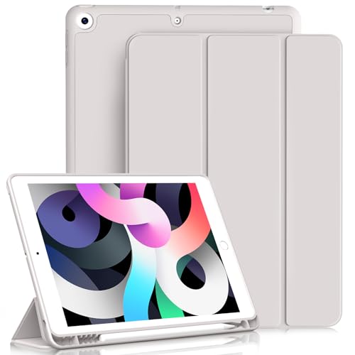 ZKTUYU Hülle für iPad 9. / 8. / 7. Generation mit Stifthalter ipad 9 Generation hülle 10.2 Zoll Modell 2021/2020 / 2019, Ultradünne Schutzhülle aus TPU mit Standfunktion für iPad 10.2,Grau von ZKTUYU