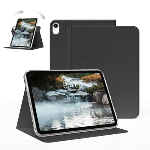 ZKTUYU Hybrid Hülle für iPad (A16) 11./10.Generation 2025/2022 11/10.9 Zoll, 360 Grad Drehbare Schutzhülle Ständer, Abnehmbarer magnetischer Tablet-Schutzgehäuse Transparente Rückseite(Schwarz) von ZKTUYU
