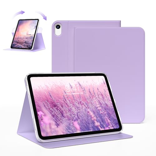 ZKTUYU Hybrid Hülle für iPad (A16) 11./10.Generation 2025/2022 11/10.9 Zoll, 360 Grad Drehbare Schutzhülle Ständer, Abnehmbarer magnetischer Tablet-Schutzgehäuse Transparente Rückseite (Lila) von ZKTUYU
