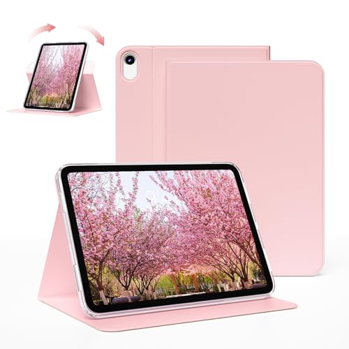 ZKTUYU Hybrid Hülle für iPad (A16) 11./10.Generation 2025/2022 11/10.9 Zoll, 360 Grad Drehbare Schutzhülle Ständer, Abnehmbarer magnetischer Tablet-Schutzgehäuse Transparente Rückseite (Hellrosa) von ZKTUYU