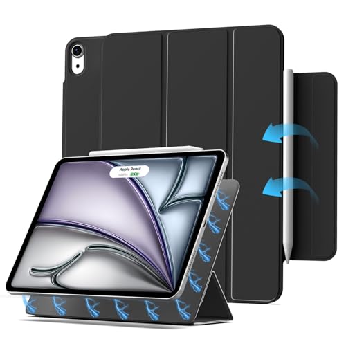 ZKTUYU Magnetische Hülle 10.9 Kompatibel mit Apple iPad Air 5 Generation Hülle 2022/iPad Air 4 Hülle 2020 Schlank Case, Unterstützt Pencil 2, Auto Schlafen/Wachen,10.9 Zoll, iPad Air Hülle,Schwarz von ZKTUYU