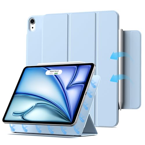 ZKTUYU Magnetische Hülle 10.9 Kompatibel mit Apple iPad Air 5 Generation Hülle 2022/iPad Air 4 Hülle 2020 Schlank Case, Unterstützt Pencil 2, Auto Schlafen/Wachen,10.9 Zoll, iPad Air Hülle,Blau von ZKTUYU
