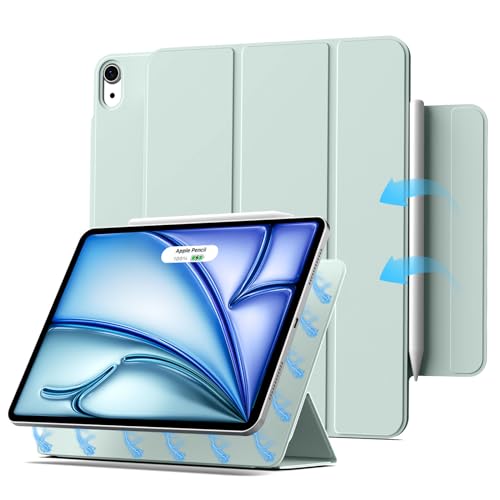 ZKTUYU Magnetische Hülle 10.9 Kompatibel mit Apple iPad Air 5 Generation Hülle 2022/iPad Air 4 Hülle 2020 Schlank Case, Unterstützt Pencil 2, Auto Schlafen/Wachen,10.9 Zoll, iPad Air Hülle,Grün von ZKTUYU