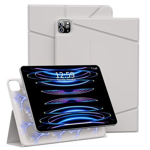 ZKTUYU Magnetische Hülle kompatibel mit iPad Pro 12.9 Hülle (2022/2021/2020, 6/5/4 Generation) mit Stifthalter, Hülle für iPad Pro12.9, magnetische abnehmbare iPad pro Hülle,Auto Schlafen/Wachen,Weiß von ZKTUYU