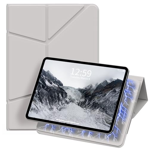 ZKTUYU Magnetische Hülle kompatibel mit iPad Pro 12.9 Hülle mit Stifthalter (2022/2021/2020, 6/5/4 Gen), Hülle für iPad Pro12.9, magnetische abnehmbare iPad pro Hülle,Auto Schlafen/Wachen,Weiß von ZKTUYU