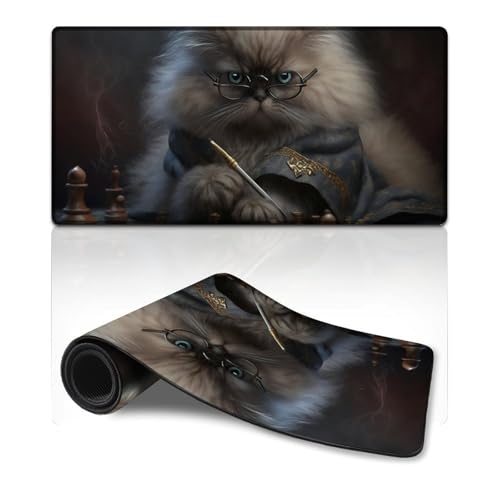 Gaming-Mauspad, Katze spielt Schach, waschbares Mauspad (30 x 60 x 0,3 cm), Mäusepad für Computer und Laptop, Home-Office-Gaming von ZKYUBEK