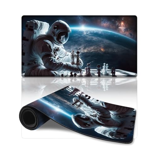 Großes Gaming-Mauspad, Astronauten Spielen Schach, waschbares Mauspad (40 x 75 x 0,3 cm), Tastaturpad für Computer, Arbeit, Gaming, Geschenke für Frauen von ZKYUBEK